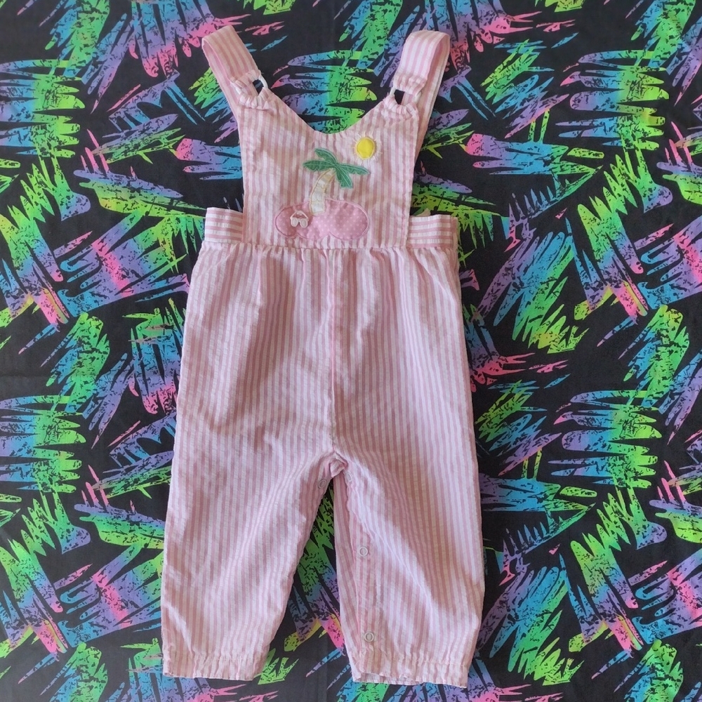 VTG Tiny Tots Pink Striped Overalls